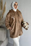 Gülseli Women's Hooded Hijab Plush Coat - 2