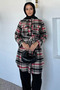 Plaid Patterned Double Pocket Hijab Tunic - 3