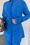 Hijab Waist Belted Stoned Tunic Pants Double Set - 4