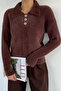 Shirt Collar Buttoned Fleece-Lined Knitwear Sweater (Available in Sizes S, M, L, XL) - 3
