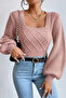 Gülseli Square Collar Knitted Patterned Women's Sweater - 2