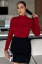 Women's Half Fisherman Patterned Lycra Knitwear Blouse - 2