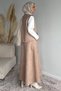 Crew Neck Body Suede Vest Skirt Hijab Triple Set - 4