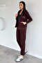 Women's Hooded Printed Front Zipper Elastic Waist Sweatpants Set