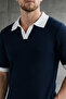 Men's Polo Collar Patterned Knitwear T-Shirt