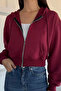 Women's Front Zipper Hooded Double Pocket Sweatshirt - 2