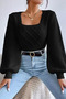 Gülseli Square Collar Knitted Patterned Women's Sweater