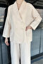 Women's Double-Breasted Collared Jacket and Trousers Two-Piece Set - 4