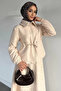 Self-Patterned Jacket, Elastic Waist Skirt, Hijab, Two-Piece Set - 4