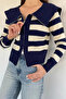Gülseli Women's Striped Patterned Zippered Knitwear Blouse