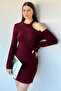 Gülseli One-Shoulder Low-Cut Angora Fabric Knitwear Dress - 3