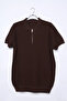 Men's Polo Collar Half Zipper Patterned Knitwear T-Shirt - 4