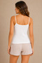 Women's Lace Detailed Thin Strap 100% Cotton Basic Undershirt White - 3