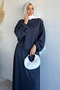 Crew Neck Blouse Elastic Waist Skirt Hijab Two-Piece Set - 2