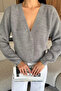 V-Neck Front Buttoned Women's Knitted Sweater Cardigan - 2