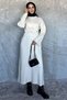 Crew Neck Floral Figured Hijab Knitwear Dress - 3