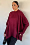Women's Crew Neck Solid Color Knitwear Poncho - 2