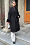 Hooded Belted Sleeve End Plush Detailed Hijab Coat - 3