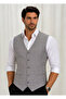 Men's V-Neck Vest Light Brown Blue Plaid 50308 - 2