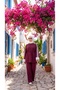 Women's Belted White Cuffed Striped Double Suit - 4
