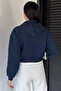 Women's Hooded Crop Top Sweatshirt with Front Zipper - 4