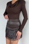 Women's Tassel Detailed Faux Leather Mini Skirt - 2
