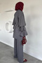 Gülseli Sleeve Ruffled Tunic Elastic Waist Pants Hijab Double Set - 5