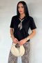 Women's Polo Collar Scarf T-Shirt and Patterned Trousers Two-Piece Set - 2
