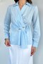 Women's Self-Line Patterned Shirt with Waist Tie Detail - 2
