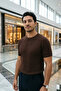 Men's crew neck self-patterned knitwear t-shirt