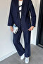 Women's Front Tie Jacket Pants Jean Denim Two-Piece Set