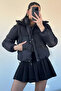 Women's Front Snap Hooded Inflatable Coat