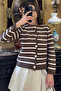 Women's Front Buttoned Striped Patterned Knitwear Cardigan (Available in S-M-L Sizes) - 3