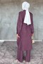 Women's pearl and stone embellished belted tunic and pants hijab two-piece set - 4