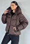 Women's Hooded Inner Lined Inflatable Coat with Elastic Cuffs and Waist
