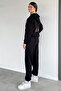 Women's Hooded Printed Front Zipper Elastic Waist Sweatpants Set - 4