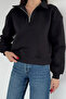 High Collar Half Zipper Embroidered Women's Sweatshirt - 3