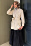 Women's Embossed Patterned Belt Detailed Hijab Shirt Tunic - 2