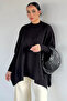 Women's Crew Neck Solid Color Knitwear Poncho - 2