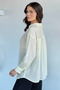 Women's Scalloped Collar Self-Line Patterned Shirt - 4