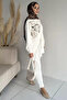 Hijab Appliqué Embroidered Sweat Pants Double Set