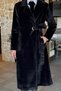 Women's Gold Buckled Belted Inner Lined Bearded Coat - 3