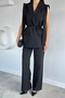 Women's Waist Tie Detailed Vest and Trousers Double Set - 2