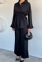 Gülseli Women's Elastic Waist Pants and Tie-Waist Shirt Double Set - 2