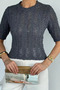 Women's Crew Neck Openwork Seasonal Knitwear Blouse