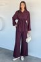 Gülseli Women's Elastic Waist Pants and Tie-Waist Shirt Double Set