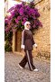 Women's Belted White Cuffed Striped Double Suit - 4