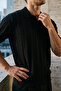 Men's Polo Neck Self-Patterned Knitwear T-Shirt