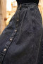 Hijab Full Length Buttoned Pleated Jean Denim Skirt - 3