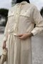 Women's Tassel Detailed Pearl Buttoned Scalloped Hijab Shirt Skirt Double Set - 4